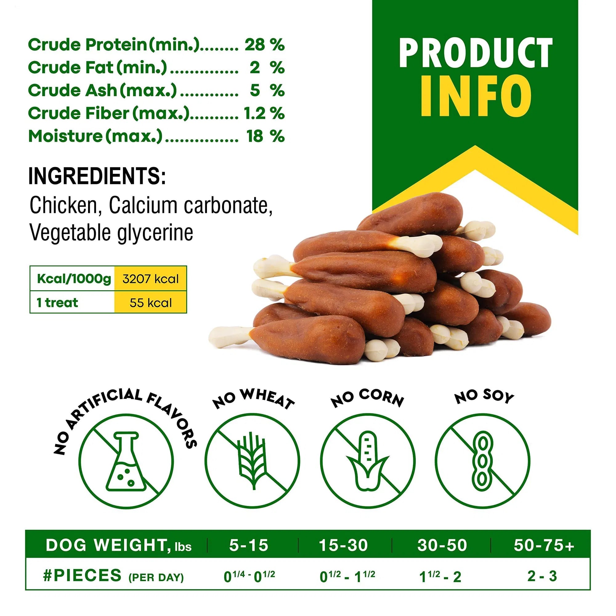 Dog Calcium Bones Wrapped Chicken & Rawhide Free Chew Treats Pet Healthy Dried Snacks Grain Free Organic Meat Chews For Training Small Large Dogs CITADEL