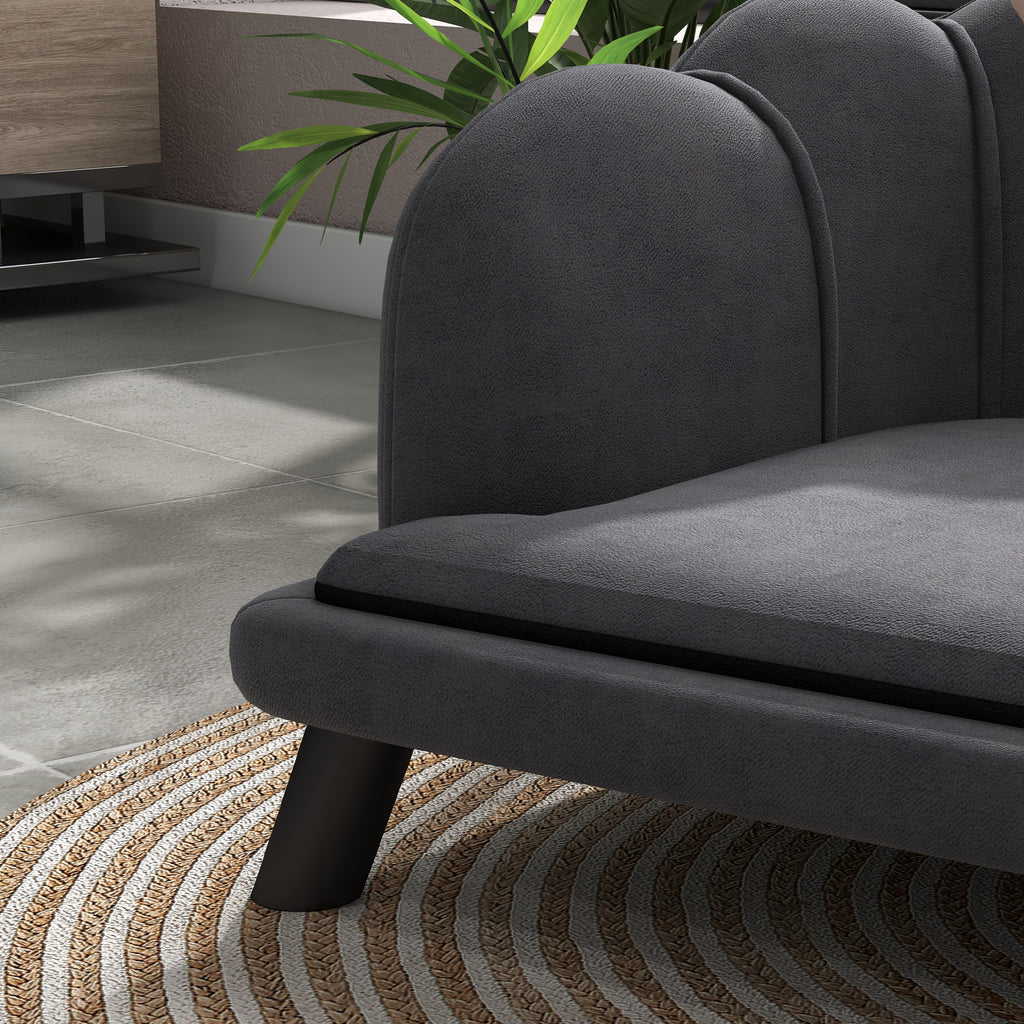 Pearl Design Pet Sofa for Medium and Large Sized Dogs, Pet Bed with Cushion and Solid Wood Legs, Charcoal Gray CITADEL