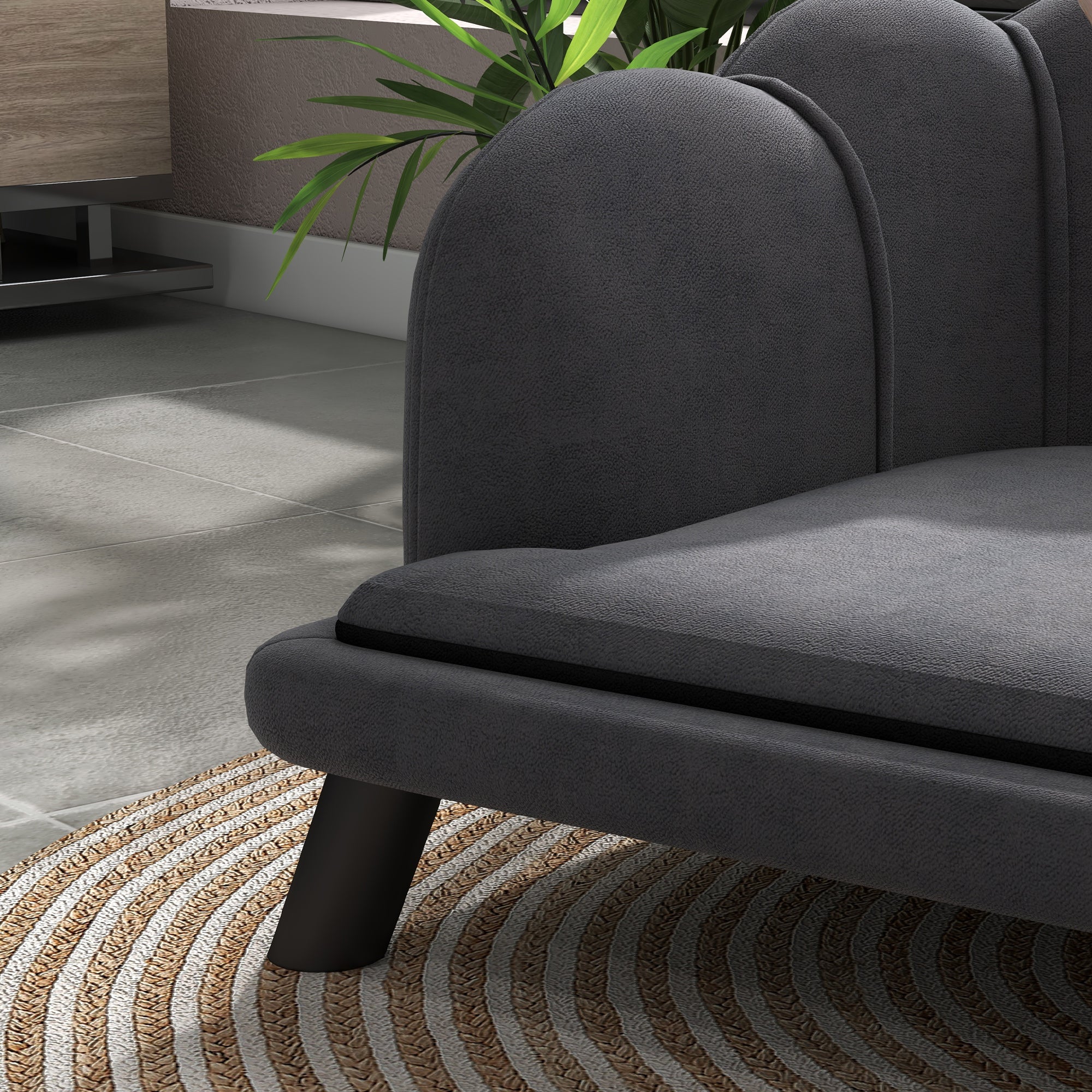 Pearl Design Pet Sofa for Medium and Large Sized Dogs, Pet Bed with Cushion and Solid Wood Legs, Charcoal Gray CITADEL