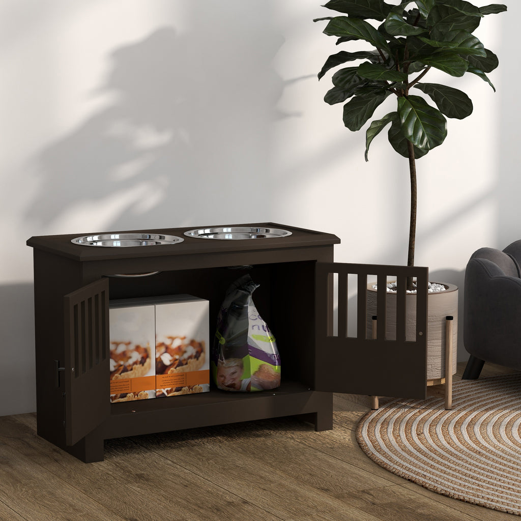 Dog Food Storage Cabinet with Bowls & Dog Feeding Station, Espresso CITADEL