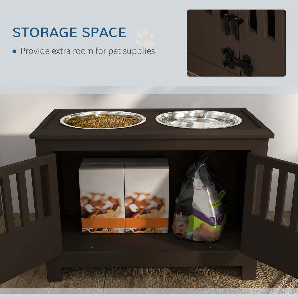 Dog Food Storage Cabinet with Bowls & Dog Feeding Station, Espresso CITADEL