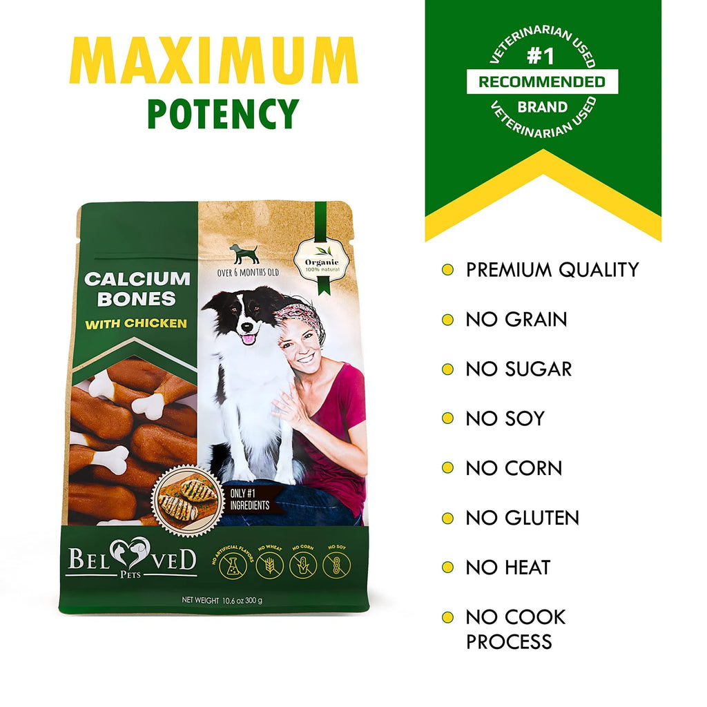 Dog Calcium Bones Wrapped Chicken & Rawhide Free Chew Treats Pet Healthy Dried Snacks Grain Free Organic Meat Chews For Training Small Large Dogs CITADEL