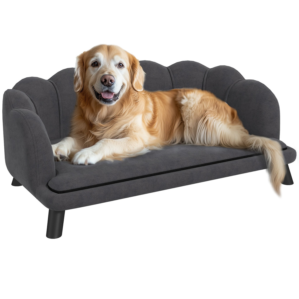 Pearl Design Pet Sofa for Medium and Large Sized Dogs, Pet Bed with Cushion and Solid Wood Legs, Charcoal Gray CITADEL